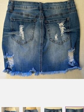 Distressed Blue Denim Mini Skirt